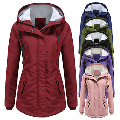 cheap Camping, Hiking &amp; Backpacking-Women&#039;s Autumn / Fall Winter Hoodie Jacket Hiking Jacket Ski Jacket Outdoor Windproof Quick Dry Breathable Wear Resistance Cotton Coat Top Camping / Hiking Camping / Hiking / Caving Navy Purple Red