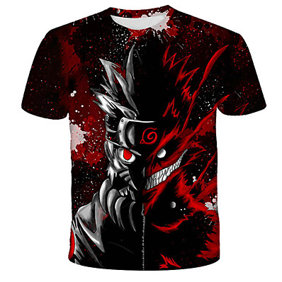 billiga Cosplay till vardagen-Inspirerad av Naruto Naruto Uzumaki 100% Polyester Animé Tecknat Harajuku Grafisk Söt 3D T-shirt Till Herr / Dam