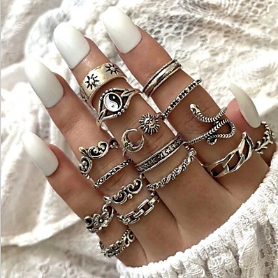 cheap Women&#039;s Jewelry-Ring Vintage Style Silver Snake Sun Moon Alloy 16pcs Stylish Rustic / Lodge Vintage One Size / Women&#039;s / Star / Gift