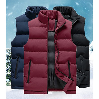 cheap Camping, Hiking &amp; Backpacking-Men&#039;s Sleeveless Hiking Down Jacket Quilted Puffer Vest Hiking Fleece Vest Winter Jacket Coat Top Outdoor Autumn / Fall Winter Thermal Warm Lightweight Breathable Sweat wicking Down Blue Black Red