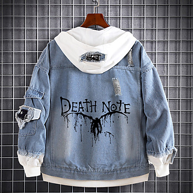 cheap Everyday Cosplay Anime Hoodies &amp; T-Shirts-Inspired by Death Note Anime Cartoon L.Lawliet Anime Denim Hoodie Harajuku Graphic Kawaii For Men&#039;s / Women&#039;s