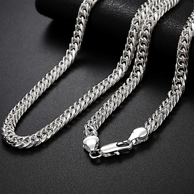 cheap Women&#039;s Jewelry-Chain Necklace Beaded Necklace Chains Men&#039;s Women&#039;s Geometrical Silver Plated Precious Cool Fashion Rock Silver 51 cm Necklace Jewelry 1pc for Geometric Christmas Wedding Street Daily Work