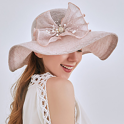 cheap Accessories-Women&#039;s Elegant &amp; Luxurious Party Wedding Street Party Hat Flower Bowknot Yellow Gray Hat Portable Sun Protection Ultraviolet Resistant / Pink / Khaki / Fall / Winter / Spring