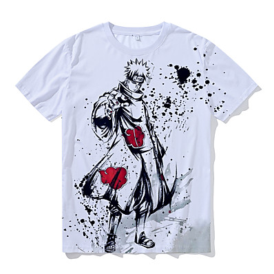 cheap Everyday Cosplay Anime Hoodies &amp; T-Shirts-Inspired by Naruto Akatsuki Pain 100% Polyester T-shirt Anime 3D Harajuku Graphic Anime T-shirt For Men&#039;s / Women&#039;s / Couple&#039;s / Cartoon / Manga / Flat