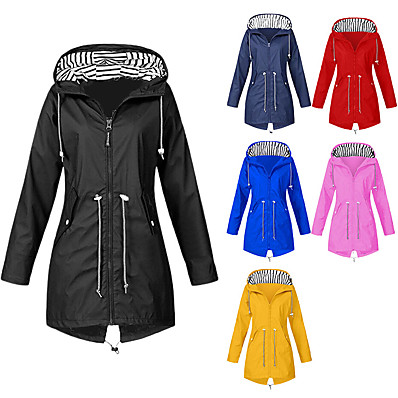 cheap Hunting &amp; Nature-Women&#039;s Hoodie Jacket Hunting Rain Jacket Raincoat Outdoor Autumn / Fall Winter Waterproof Windproof Breathable Quick Dry Coat Top Nylon Camping / Hiking Hunting Casual Blue Black Red