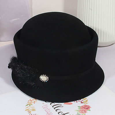 hesapli Aksesuarlar-Kadın&#039;s Şık ve Modern Parti Düğün Cadde Parti şapkası Saf Renk Kuş tüyü Bej Siyah Şapka Taşınabilir Güneş Koruması Ultravioleye Karşı Dayanıklı / İmitasyon İnci / Gri / Sonbahar / Kış