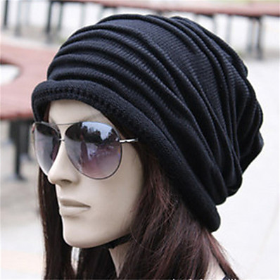 cheap Accessories-Women&#039;s Work Street Dailywear Casual Beanie / Slouchy Solid Colored Pure Color Pleated Black Brown Hat Portable Fashion / Fabric / Gray / Fall / Winter