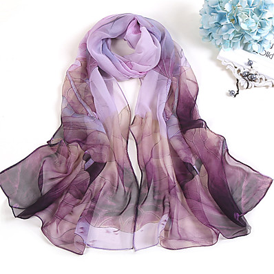cheap Scarves &amp; Bandanas-Women&#039;s Chiffon Scarf Red Purple Party Wedding Street Scarf Tie Dye / Fall / Winter / Spring / Summer