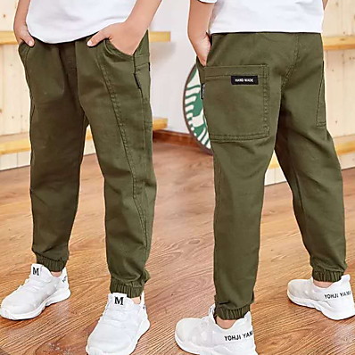 hesapli Erkek Çocuk Kıyafetleri-Çocuklar Genç Erkek Pantolon Ordu Yeşili Haki Tozlu mavi Solid Günlük Pamuklu Actif Temel 3-13 Yıl / Sonbahar / Bahar
