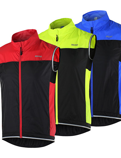 cheap Cycling-Arsuxeo Men&#039;s Cycling Vest Bike Vest / Gilet Jacket Windbreaker Windproof Breathable Quick Dry Sports Patchwork Black / Red / Black / Green / Black / Blue Mountain Bike MTB Road Bike Cycling Clothing