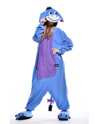 cheap Kigurumi Pajamas-Adults&#039; Donkey Kigurumi Pajamas  Onesie Pajamas Polar Fleece Blue Cosplay For Animal Sleepwear Cartoon Halloween Festival / Holiday / Christmas