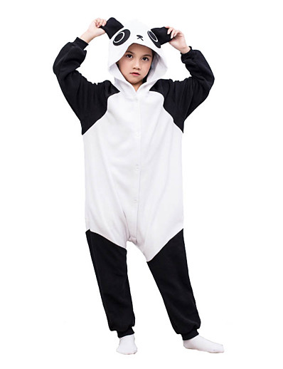 abordables Pyjamas Kigurumi-Pyjama Kigurumi Enfant Panda Combinaison de Pyjamas Polaire Noir blanc Cosplay Pour Pyjamas Animale Dessin animé Fête / Célébration Les costumes / Collant / Combinaison