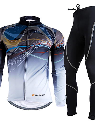 cheap Sportswear-Nuckily Men&#039;s Long Sleeve Cycling Jersey with Tights Winter Fleece Polyester Gradient Bike Clothing Suit Thermal Warm Fleece Lining 3D Pad Ultraviolet Resistant Breathable Sports Gradient Mountain