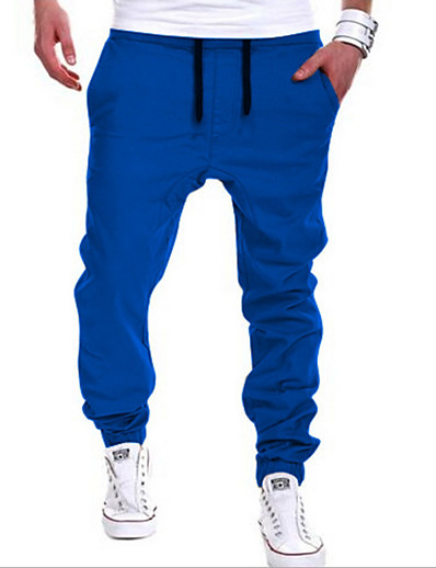 cheap Men&#039;s Bottoms-Men&#039;s Active Streetwear Drawstring Jogger Sweatpants Full Length Pants Micro-elastic Daily Sports Solid Colored Black Khaki Royal Blue Light gray Navy Blue M L XL XXL 3XL / Weekend