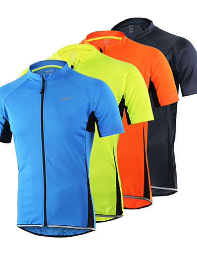 cheap Sportswear-Arsuxeo Men&#039;s Short Sleeve Cycling Jersey Summer Polyester Light Yellow Dark Gray Orange Solid Color Bike Jersey Top Mountain Bike MTB Road Bike Cycling Anatomic Design Quick Dry Breathable Sports