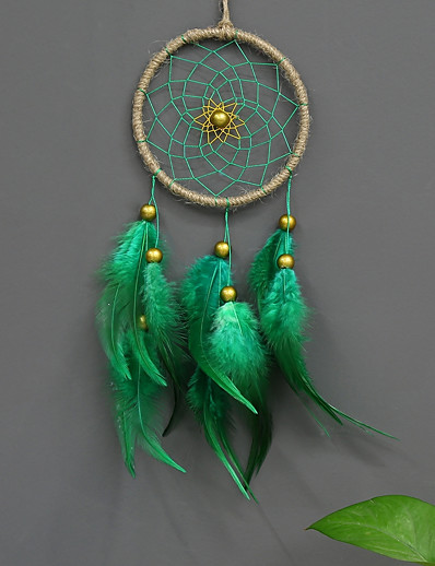 cheap Basic Collection-Boho Dream Catcher Handmade Gift Wall Hanging Decor Art Ornament Craft Feather Bead for Kids Bedroom Wedding Festival 40*11cm