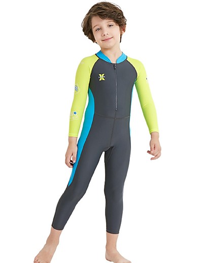 cheap Sportswear-Dive&amp;Sail Boys&#039; Rash Guard Dive Skin Suit Diving Suit Nylon Spandex Stretchy SPF50 UV Sun Protection Breathable Front Zip Full Body - Patchwork Swimming Diving Surfing Snorkeling Autumn / Fall Spring