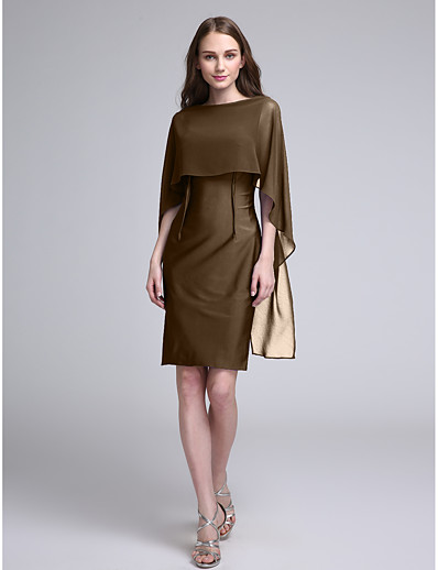 Brown Knee Length Cheap Bridesmaid Dresses