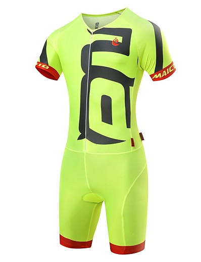 cheap Sportswear-Malciklo Men&#039;s Triathlon Tri Suit - White / Black / Green / Yellow Bike Clothing Suit Quick Dry Anatomic Design Ultraviolet Resistant Reflective Strips Sports Spandex Solid Color Triathlon Clothing