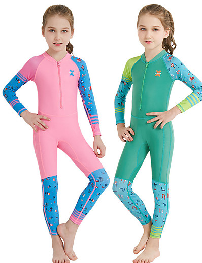 cheap Sportswear-Dive&amp;Sail Girls&#039; Rash Guard Dive Skin Suit Diving Suit Nylon Spandex Stretchy SPF50 UV Sun Protection Breathable Front Zip Full Body - Cartoon Swimming Surfing Snorkeling Spring, Fall, Winter, Summer