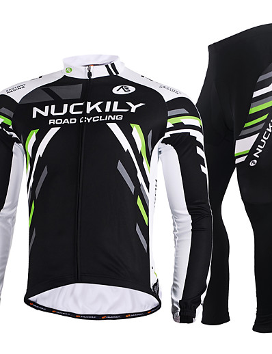 cheap Sportswear-Nuckily Men&#039;s Women&#039;s Long Sleeve Cycling Jersey with Tights Black Plus Size Bike Jersey Clothing Suit Windproof Breathable Quick Dry Anatomic Design Reflective Strips Winter Sports Polyester Holiday
