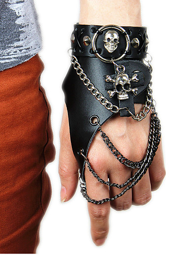 cheap Cosplay &amp; Costumes-Plague Doctor Punk &amp; Gothic Steampunk 17th Century Masquerade Men&#039;s Women&#039;s Leather Costume Leather Bracelet Black Vintage Cosplay / 1 Bracelet / 1 Bracelet