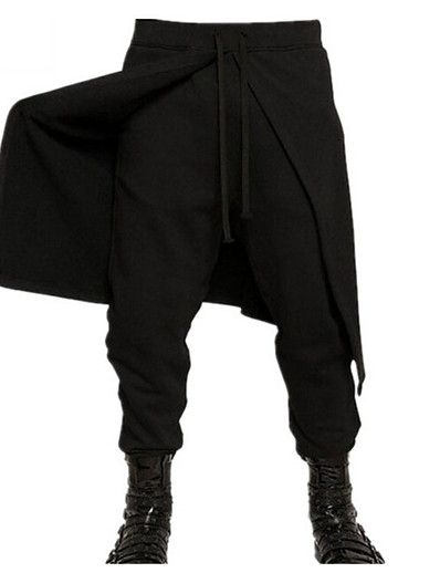 tanie Męskie spodnie i szorty-Męskie Przesadny Spodnie dresowe Pełna długość Spodnie Codzienny Solidne kolory Średni Talia Czarny M L XL XXL 3XL