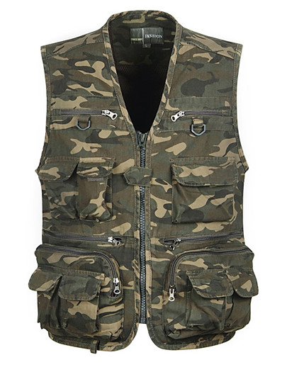 cheap Sportswear-Men&#039;s Sleeveless Fishing Vest Military Tactical Vest Hiking Vest Jacket Top Outdoor Fall Spring Summer Quick Dry Multifunctional Lightweight Breathable POLY Terylene Camo / Camouflage Camouflage