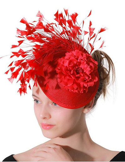 cheap Hats-Women&#039;s Party Party Wedding Prom Party Hat Floral Flower Red Hat / Fascinators / Fabric / Vintage