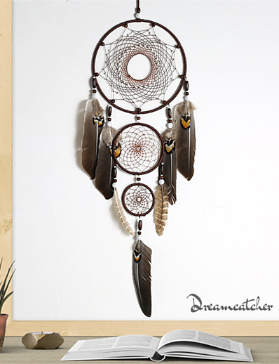 cheap Basic Collection-Boho Dream Catcher Handmade Gift Wall Hanging Decor Art Ornament Craft Feather For Kids Bedroom Wedding Festival 60*16cm