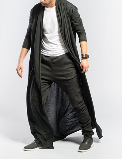 رخيصةأون ملابس خارجية للرجال-رجالي ترانش كوت مناسب للبس اليومي طويلة معطف عادي أساسي جاكتس كم قصير لون سادة رمادي أسود