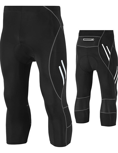 cheap Sportswear-TRYSIL Men&#039;s Cycling 3/4 Tights Summer Polyester Bike Pants / Trousers Breathable Sports Solid Colored Black / Silver / Black Mountain Bike MTB Road Bike Cycling Clothing Apparel Bike Wear