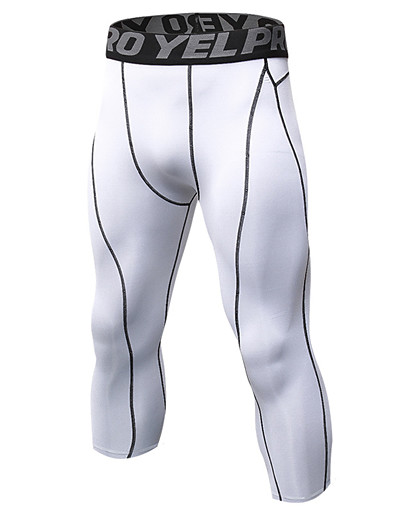 cheap Sportswear-YUERLIAN Men&#039;s Running Compression Pants Athletic 3/4 Tights Base Layer Leggings Cropped Spandex Winter Fitness Gym Workout Running Jogging Training Breathable Quick Dry Soft Sport Solid Color White