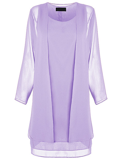 cheap Elegant Dresses-Women&#039;s Two Piece Dress Short Mini Dress Long Sleeve Solid Colored Summer Spring &amp; Summer Plus Size Hot 2021 Purple XXL 3XL 4XL 5XL