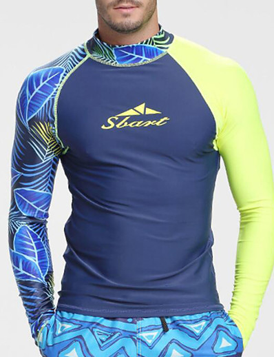 cheap Sportswear-SBART Men&#039;s Rash Guard Sun Shirt Swim Shirt Nylon Spandex Stretchy SPF50 UV Sun Protection Breathable Long Sleeve - Patchwork Swimming Diving Surfing Snorkeling Fall Winter Spring / Summer