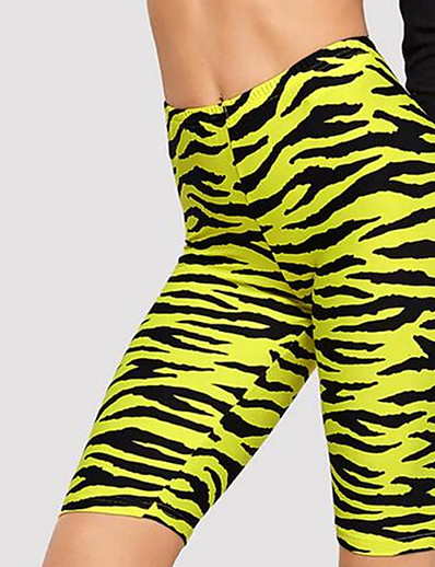 cheap Sportswear-21Grams® Zebra Women&#039;s Cycling Shorts - Black / Yellow Bike Breathable Quick Dry Moisture Wicking Bottoms Sports Terylene Lycra Mountain Bike MTB Clothing Apparel / Stretchy / Athleisure / Race Fit