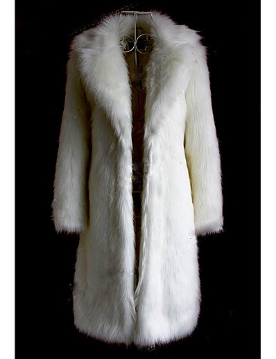 hesapli Kadın Kürk ve Derileri-Kadın&#039;s Suni Kürk Sonbahar Kış Günlük Maxi Ceket Normal Temel Sokak Şıklığı Ceketler Uzun Kollu Solid Fuşya Beyaz Siyah
