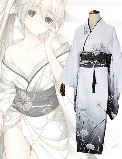 Χαμηλού Κόστους Στολές Ηρώων-Εμπνευσμένη από Yosuga όχι Sora Κασουγκάνο Σόρα Anime Στολές Ηρώων Ιαπωνικά Κοστούμια Cosplay Κιμονό Φορμάκι / Ολόσωμη φόρμα Κορσέδες Φιόγκος Για Γυναικεία / Καλύμματα Κεφαλής / Ζώνη / Κορδέλα