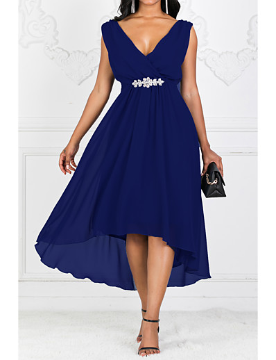 cheap Elegant Dresses-Women&#039;s A-Line Dress Maxi long Dress Sleeveless Solid Colored Plus Size Solid Color Purple Red Navy Blue S M L XL XXL 3XL 4XL 5XL