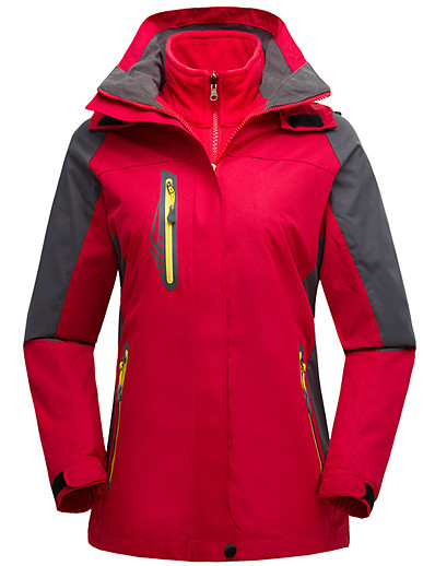 cheap Sportswear-Women&#039;s Hoodie Jacket Hiking Jacket Hiking 3-in-1 Jackets Winter Outdoor Waterproof Windproof Soft Comfortable Patchwork Outerwear Trench Coat Top Fishing Climbing Running Violet Red Navy Blue