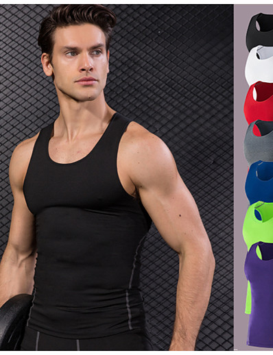 cheap Sportswear-YUERLIAN Men&#039;s Sleeveless Running Shirt Compression Tank Top Base Layer Top Athletic Winter Elastane Anatomic Design Quick Dry Stretchy Gym Workout Exercise &amp; Fitness Racing Basketball Running