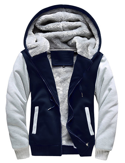 cheap Men-Men&#039;s Unisex Solid Color Splicing Zip Up Hoodie Sweatshirt Jacket Causal Daily Office Classic &amp; Timeless Warm Ups Hoodies Sweatshirts  Light Gray Black Dark Gray