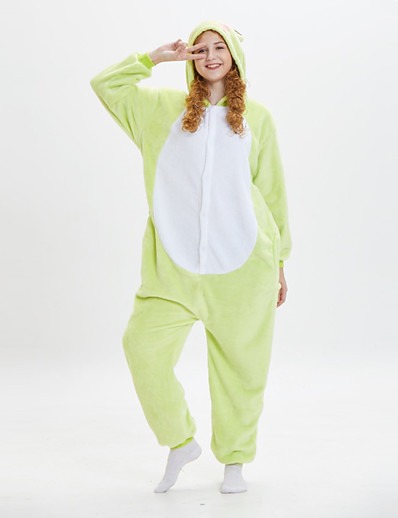 cheap Cosplay &amp; Costumes-Adults&#039; Kigurumi Pajamas Frog Onesie Pajamas Flannel Fabric Cyan Cosplay For Men and Women Animal Sleepwear Cartoon Festival / Holiday Costumes