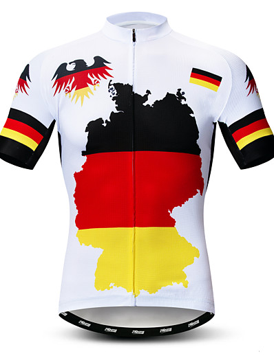 cheap Sportswear-21Grams® Germany Russia National Flag Short Sleeve Men&#039;s Cycling Jersey - Red / Yellow Bike Breathable Quick Dry Moisture Wicking Jersey Top Sports Elastane Terylene Polyester Taffeta Summer Mountain