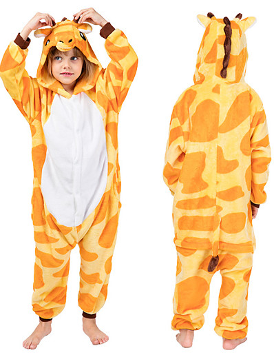 preiswerte Kigurumi Pyjamas-Kigurumi-Pyjamas Nachtwäsche Tarnfarben Kinder Tier Giraffe Pyjamas-Einteiler Flanell Vlies Orange Cosplay Für Jungen und Mädchen Tiernachtwäsche Karikatur Fest / Feiertage Kostüme