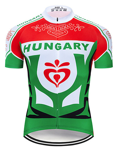 cheap Sportswear-21Grams® Men&#039;s Cycling Jersey Short Sleeve - Summer Spandex Polyester Red / White Hungary National Flag Bike Mountain Bike MTB Road Bike Cycling Jersey Top UV Resistant Breathable Quick Dry Sports
