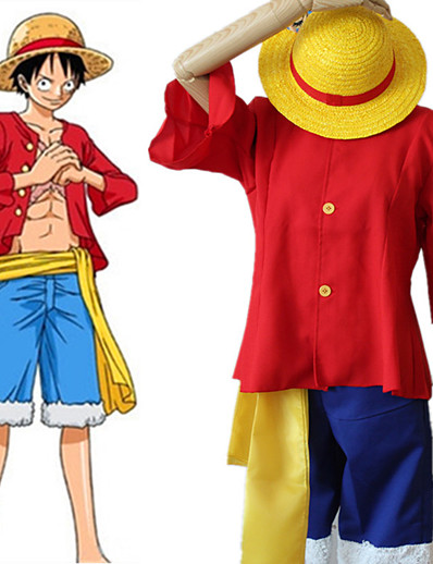 ieftine Cosplay Anime-Inspirat de One Piece · La doi ani după versiune Monkey D. Luffy Anime Costume Cosplay Japoneză Costume Cosplay Vârf Pantaloni Centură Pentru Pentru femei