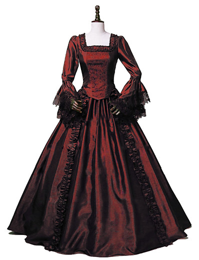 cheap Cosplay &amp; Costumes-Princess Maria Antonietta Rococo Victorian Vacation Dress Dress Prom Dress Women&#039;s Cotton Costume Black Vintage Cosplay Long Sleeve Prom Party &amp; Evening Ankle Length Plus Size