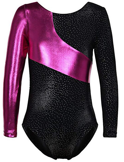 cheap Exercise, Fitness &amp; Yoga-21Grams Gymnastics Leotards Girls&#039; Leotard Spandex High Elasticity Breathable Sparkly Long Sleeve Training Ballet Dance Gymnastics Gold