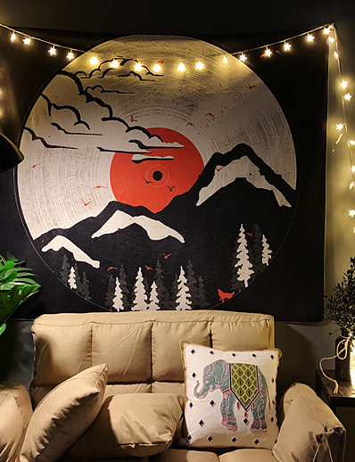 billige Hjem &amp; Have-japansk maleri stil ukiyo-e væg tæppe gardin tæppe gardin hængende hjem soveværelse stue dekoration landskab bjerg sol sky